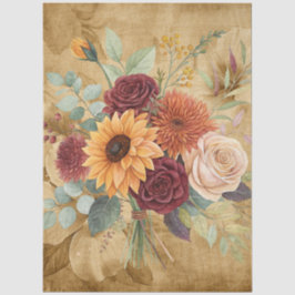 Papel De Seda Queda de aquarela Flores selvagens em pergaminho