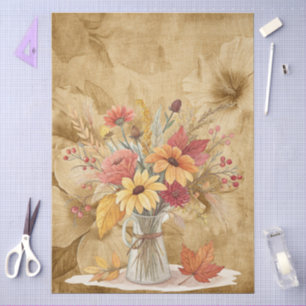 Papel De Seda Queda de aquarela Flores selvagens em pergaminho