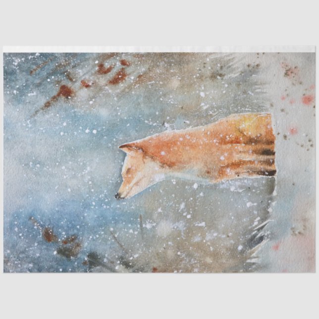 Papel De Seda Queda de Cobra Aquática na Floresta de Neve no Nat (Frente )