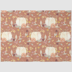 Papel De Seda Queda Floral Branco Pumpkin Mushroom Dissociação d