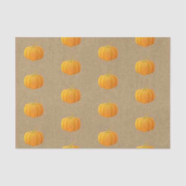 Papel De Seda Queda Laranja Brilhante Brilhante Autumn Pumpkin K (Frente )
