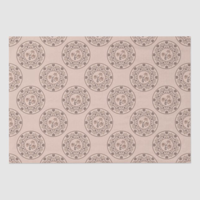 Papel De Seda Quente Mocha Rococo Revival Lotus Bolinhas Mandala (Frente )