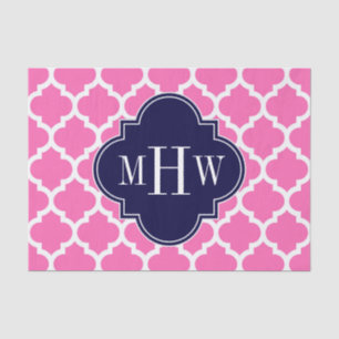 Papel De Seda Quente Rosa#2 Whroc Marroquino #5 Marinho 3 Monogr
