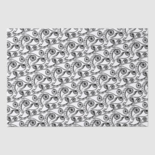 Papel De Seda Quirky Paisley Eye Pattern Creepy Dia de as Bruxas