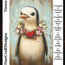 Quirky Penguin, Floral Heart Garland CH7 Decoupage