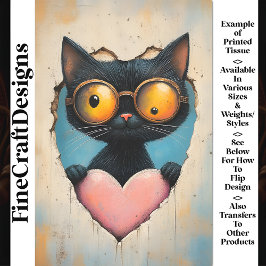 Papel De Seda Quirky Steampunk Gatinho + Coração Rosa AP8 Decoup