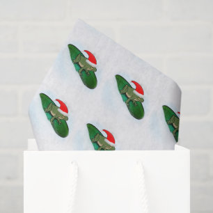 Papel De Seda Rã correndo pela neve em um lírio aquático