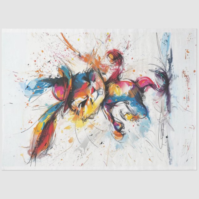 Papel De Seda Rabbit de pintura de corte cúbico (Frente )