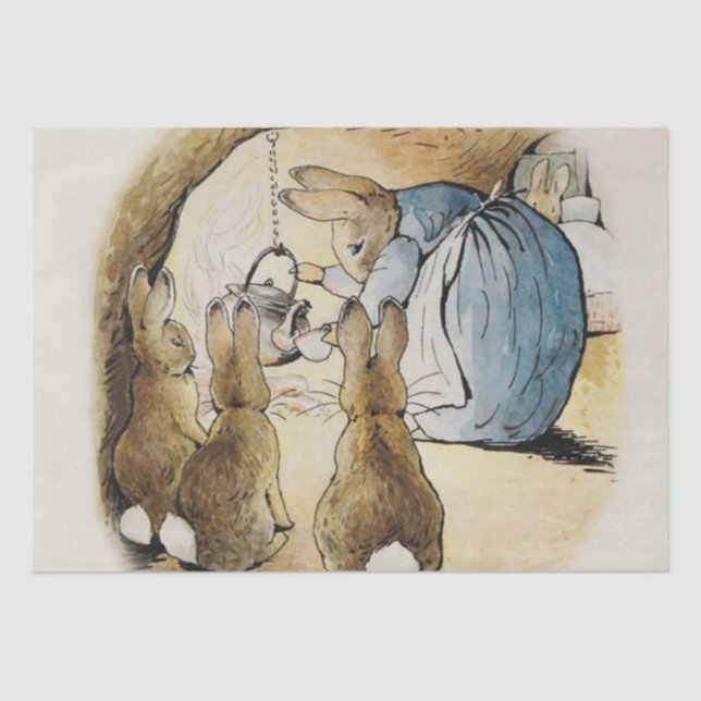 Papel De Seda Rabbit Pours Tea by Beatrix Potter (Frente )