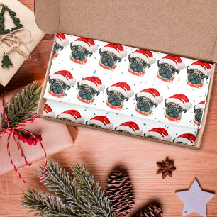 Papel De Seda Raça de Cachorro Pug Estrelas de Natal