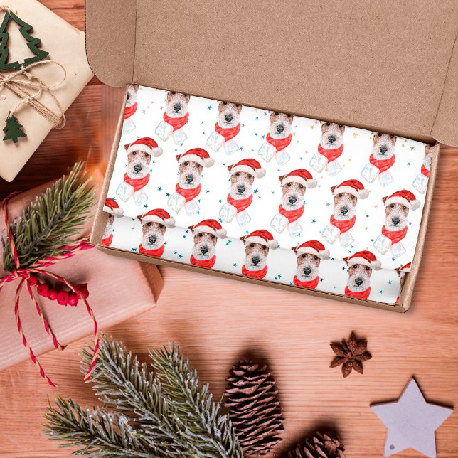 Papel De Seda Raça de Cão Wire Fox Terrier Estrelas de Natal (Criador carregado)