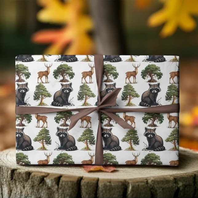 Papel De Seda Raccoon e Deer Woodland (Criador carregado)