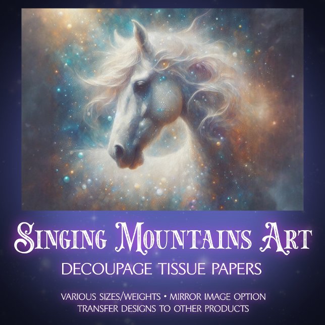 Papel De Seda Radiant Fantasy Horse Celestial Decoupage (Criador carregado)