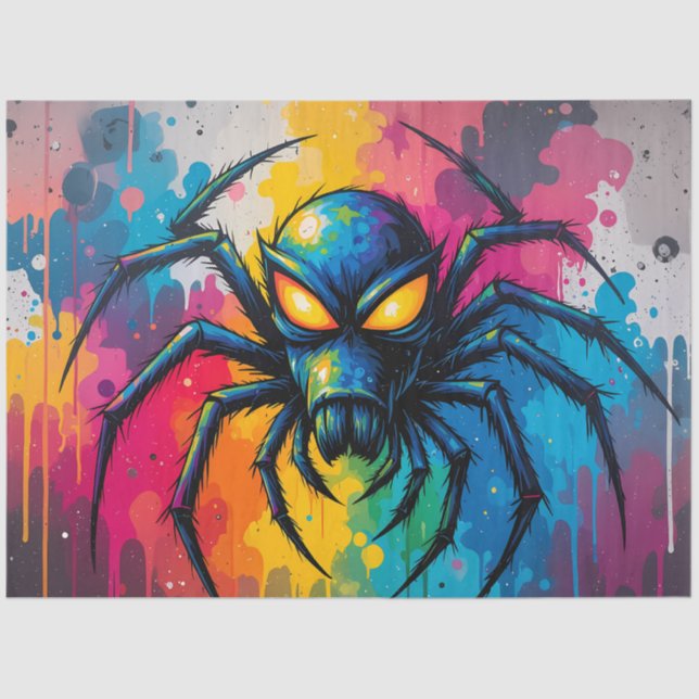 Papel De Seda Radioactive Neon Spider Graffiti Decoupage Paper (Frente )