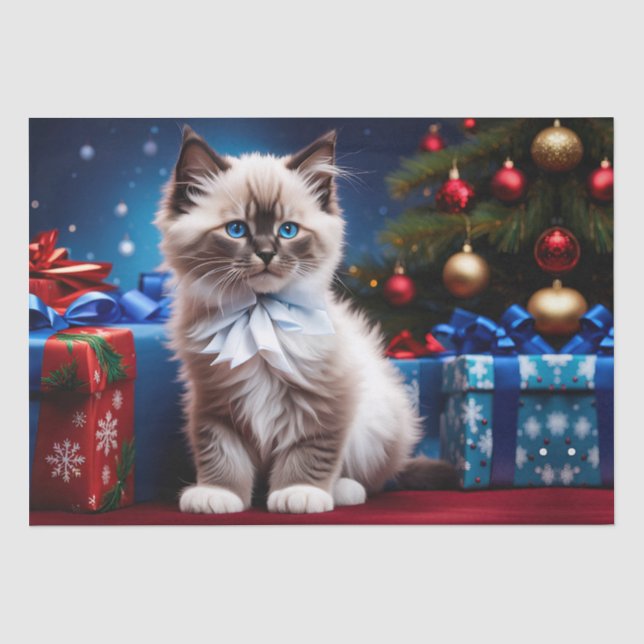 Papel De Seda Ragdoll Kitten Natal Presente (Frente )