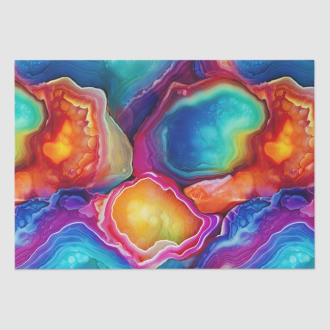 Papel De Seda Rainbow Agate | Vibrant Abstract Stone Pattern (Frente )
