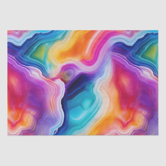 Papel De Seda Rainbow Agate | Vibrant Abstract Stone Pattern (Frente )