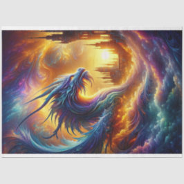 Papel De Seda Rainbow Dream Dragon | Decoupage de fantasia etére