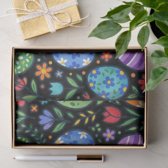 Papel De Seda Rainbow Easter Eggs and Flowers (Presente)