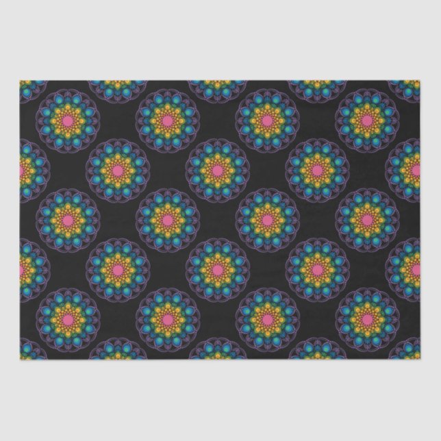 Papel De Seda Rainbow Floral Fountain Mandala Bolinhas (Frente )