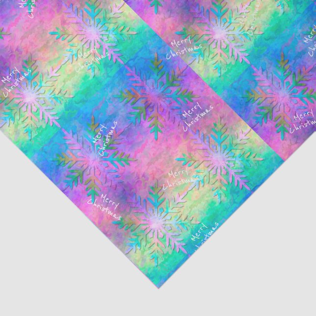 Papel De Seda Rainbow Fractal Tie-Dye Snowflake Merry Christmas (Detalhes)