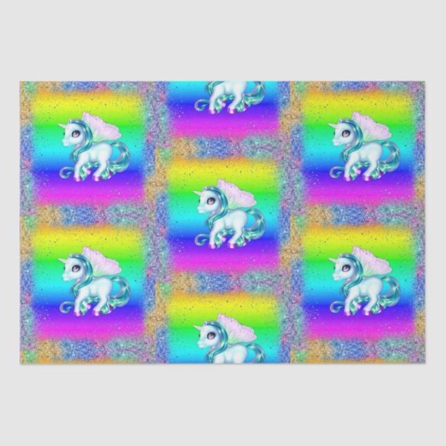 Papel De Seda Rainbow Glitter Unicorns (Frente )
