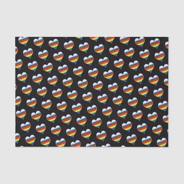 Papel De Seda Rainbow Heart Pattern (Frente )