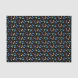 Papel De Seda Rainbow Music Notes Tissue Paper - Fundo preto