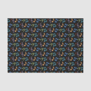 Papel De Seda Rainbow Music Notes Tissue Paper - Fundo preto