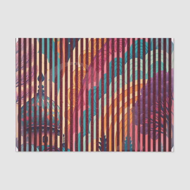 Papel De Seda Rainbow Temple Striped Tissue Paper – Customizable (Frente )