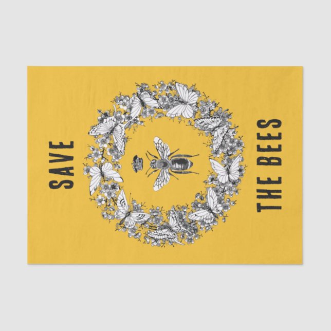 Papel De Seda Rainha Bee Salve as Abelhas Borboleta Amarelo (Frente )