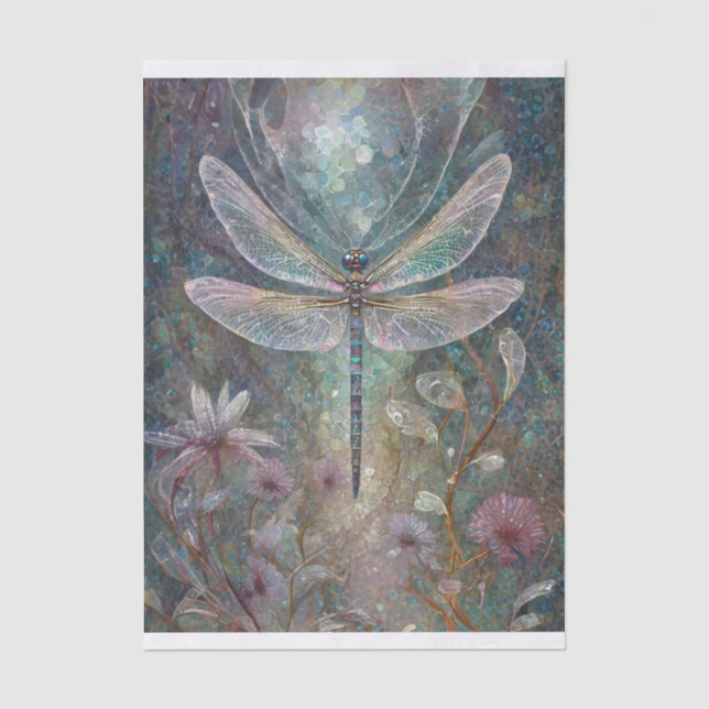 Papel De Seda Rainha Brilhante do Verão, Jardim de Libélula (Frente )