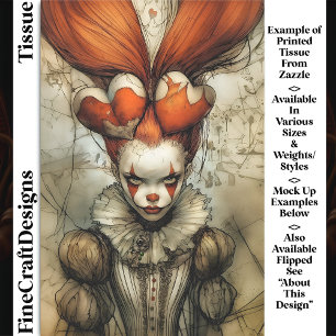 Papel De Seda Rainha de Coração do Circo Sombrio Harlequin DZ2L 
