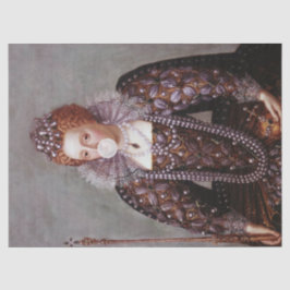 Papel De Seda Rainha Elizabeth I soprando goma de bolhas branca