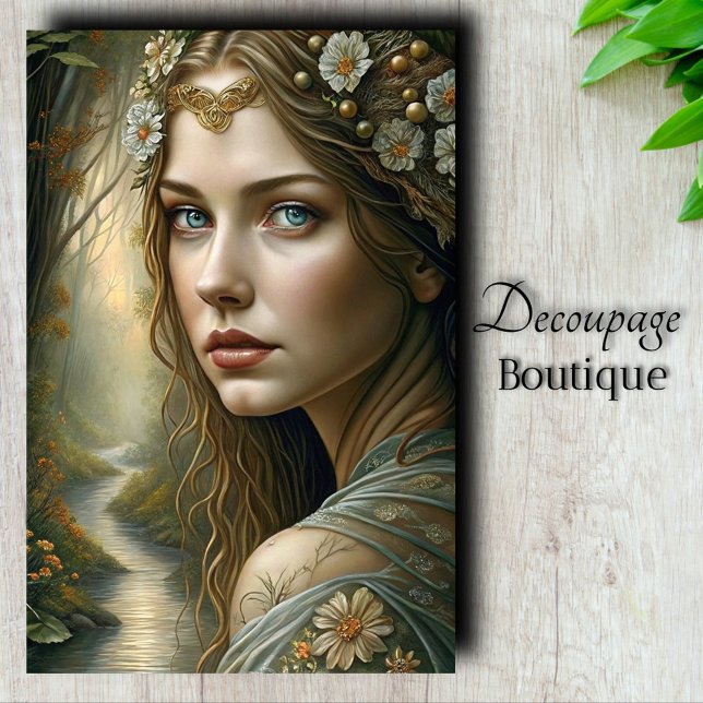 Papel De Seda Rainha Fae da Floresta Decoupage (Forest Fae Queen Decoupage Tissue Paper)