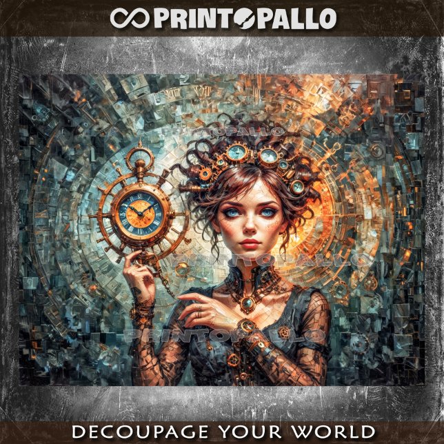 Papel De Seda Rainha Steampunk de Relógio e Dimensão de Tempo (Criador carregado)