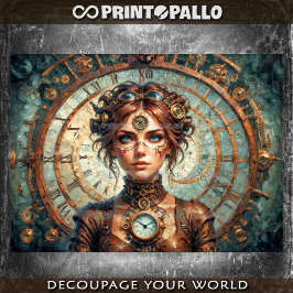 Papel De Seda Rainha Steampunk do Tempo e dos Relógios