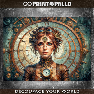 Papel De Seda Rainha Steampunk do Tempo e dos Relógios