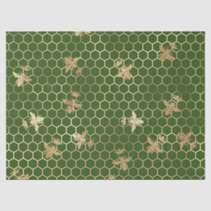 Papel De Seda Rainhas Douradas Abelhas e Honeycomb na Decoupage