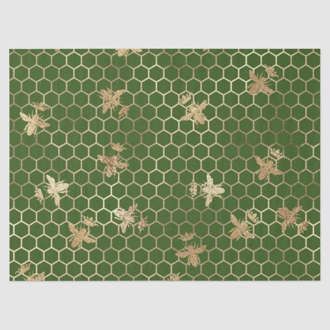 Papel De Seda Rainhas Douradas Abelhas e Honeycomb na Decoupage  (Frente )