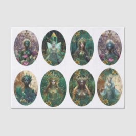 Papel De Seda Rainhas Esmeralda Fantásticas da Decoupagem da Flo