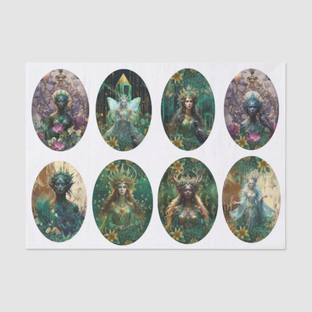 Papel De Seda Rainhas Esmeralda Fantásticas da Decoupagem da Flo (Frente )
