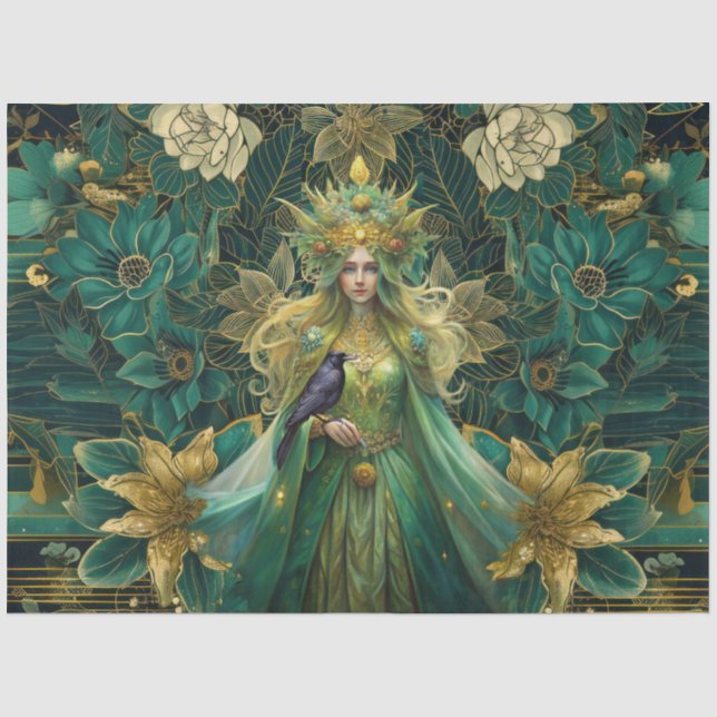 Papel De Seda Rainhas Esmeralda Fantásticas da Decoupagem da Flo (Frente )