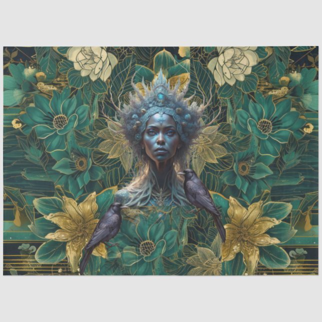 Papel De Seda Rainhas Esmeralda Fantásticas da Decoupagem da Flo (Frente )