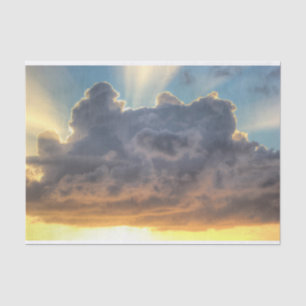 Papel De Seda Raios do por do sol de luz através das nuvens