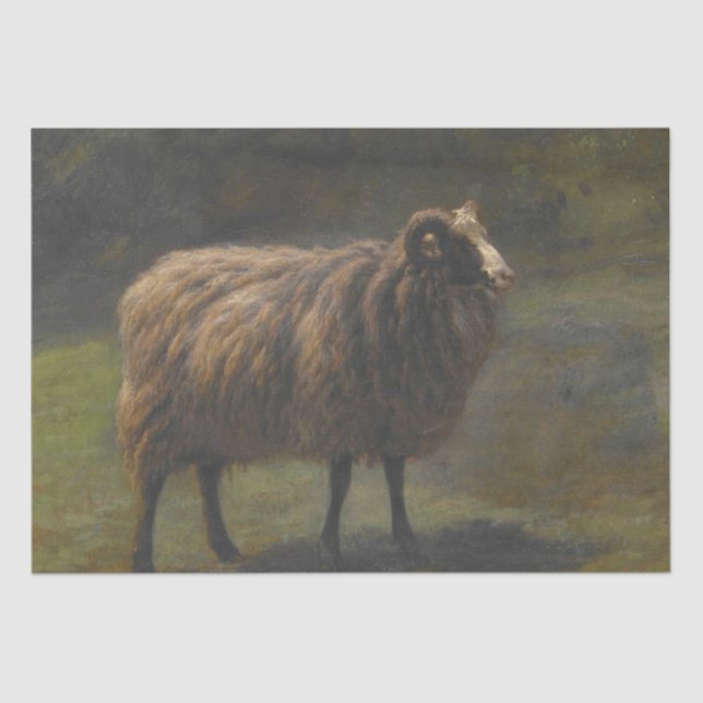 Papel De Seda Ram (Male Sheep) na Fazenda (por Rosa Bonheur) (Frente )