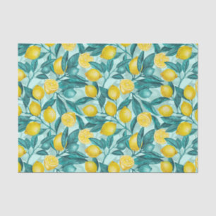 Papel De Seda Ramais de limão em azul e amarelo