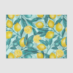 Papel De Seda Ramais de limão em azul e amarelo