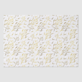 Papel De Seda Ramais Dourados de Fluxo Botânico