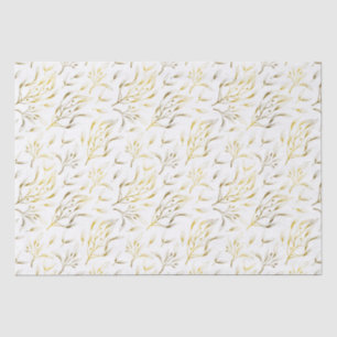 Papel De Seda Ramais Dourados de Fluxo Botânico